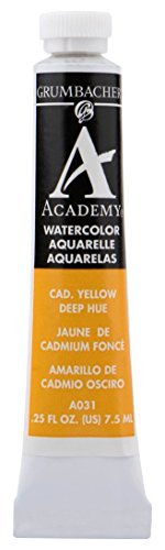 Grumbacher Academy Watercolor Paint, 7.5ml/0.25 Ounce, Cadmium Yellow Deep Hue (A031)