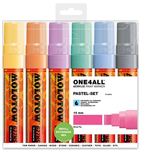 Molotow ONE4ALL Acrylic Paint Marker Set, 6 Pastel Colors, 15mm (200.461) - Image 14