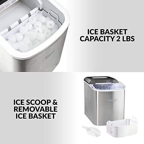Igloo Portable Electric Countertop Ice Maker Machine, Silver - Image 6