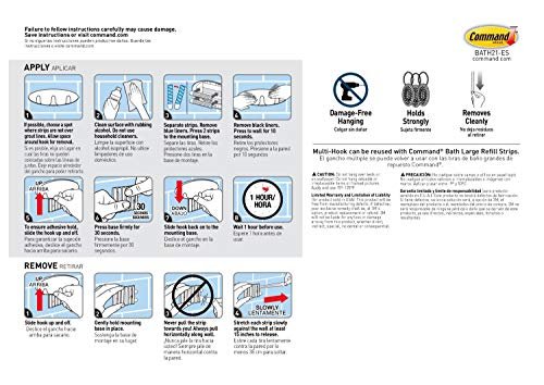 Command Bath Multi-Hook, 2-Water Resistant Strips, 5-lb Capacity, Organize Damage-Free - Image 3