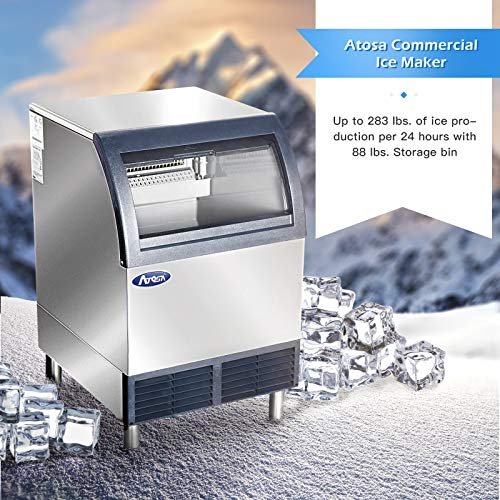 Commercial Ice Maker Machine with Storage Bin, Atosa Stainless Steel Automatic Bars Restaurant, 283lbs/24h - Image 6