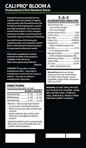 Emerald Harvest 723914 Cali Pro Bloom A Gallon/3.8 Liter (4/Cs) fertilizers, 3.8 L, Natural - Image 3