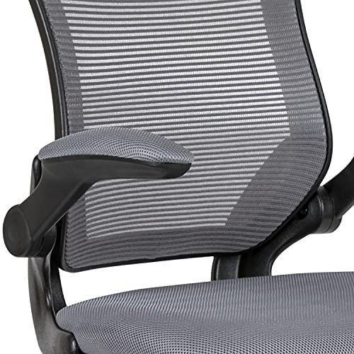 Flash Furniture Mid-Back Dark Gray Mesh Ergonomic Drafting Chair with Adjustable Foot Ring and Flip-Up Arms - Image 8